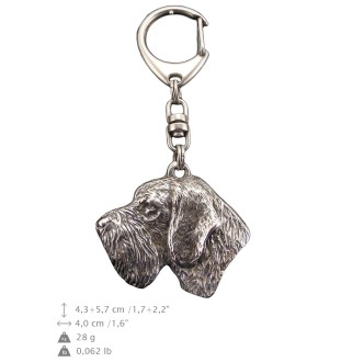 Deutsch Drahthaar - Versilberter Schlüsselanhänger mit Hund, Handtaschen-Dekoration, Rucksack-Anhänger der Marke Art-Dog