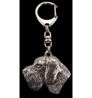 Deutsch Drahthaar - Versilberter Schlüsselanhänger mit Hund, Handtaschen-Dekoration, Rucksack-Anhänger der Marke Art-Dog