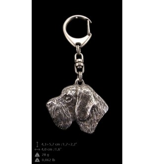 Chien d'arrêt allemand à poil dur, Braque allemand à poil dur - Porte-clés argenté avec chien, décoration de sac à main, pendentif de sac à dos par la marque Art-Dog