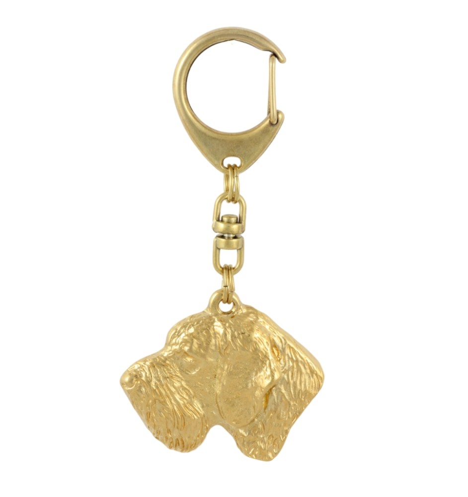 German Wirehaired Pointer - Gilded key ring with dog, handbag decoration, luxury accessory by Art-Dog brand