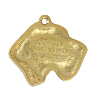 Chien d'arrêt allemand à poil dur, Braque allemand à poil dur - Porte-clés doré avec chien, décoration de sac à main, accessoire de luxe de la marque Art-Dog