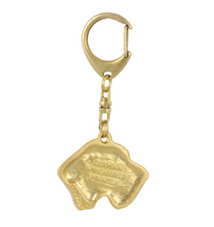 Chien d'arrêt allemand à poil dur, Braque allemand à poil dur - Porte-clés doré avec chien dans boîte cadeau, décoration de sac à main, accessoire de luxe de la marque Art-Dog