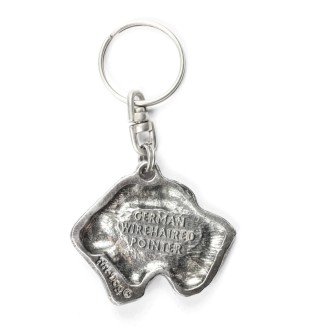 German Wirehaired Pointer - Silver-plated pendant with a dog in a decorative box, handbag decoration, backpack pendant by Art-Dog brand
