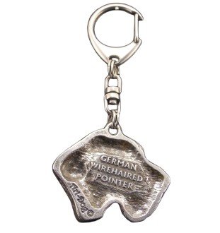 Chien d'arrêt allemand à poil dur, Braque allemand à poil dur - Porte-clés argenté avec un chien dans une boîte cadeau, décoration de sac à main, pendentif de sac à dos par la marque Art-Dog