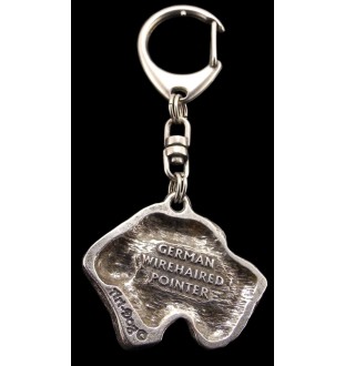 German Wirehaired Pointer - Silver-plated key ring with a dog in a gift box, handbag decoration, backpack pendant by Art-Dog brand