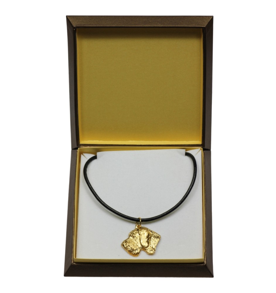 German Wirehaired Pointer - Dog necklace in gift box, gold-plated pendant for dog fan, striking jewellery by Art-Dog