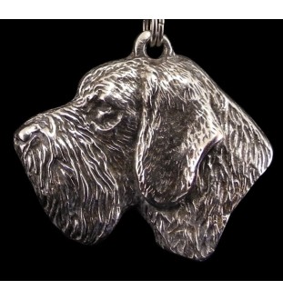 Deutsch Drahthaar - Hundehalsband in Geschenkbox, versilbertes Medaillon für Hundefans, markanter Anhänger der Marke Art-Dog
