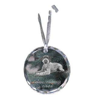 German Wirehaired Pointer - crystal bauble with a photo, dog photo in crystal, personalized Christmas tree ornament by Art-Dog brand