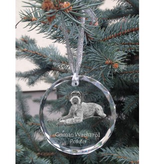 German Wirehaired Pointer - crystal bauble with a photo, dog photo in crystal, personalized Christmas tree ornament by Art-Dog brand