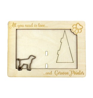 Chien d'arrêt allemand à poil dur, Braque allemand à poil dur - Cadre photo, cadre en bois gravé, un joli gadget pour l'amoureux des chiens par Art-Dog