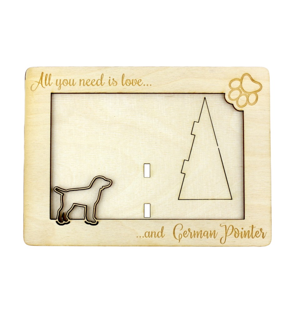 German Wirehaired Pointer - Photo frame, engraved wooden frame, a lovely gadget for the dog lover by Art-Dog