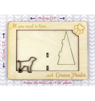 German Wirehaired Pointer - Photo frame, engraved wooden frame, a lovely gadget for the dog lover by Art-Dog