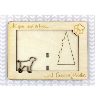 German Wirehaired Pointer - Photo frame, engraved wooden frame, a lovely gadget for the dog lover by Art-Dog