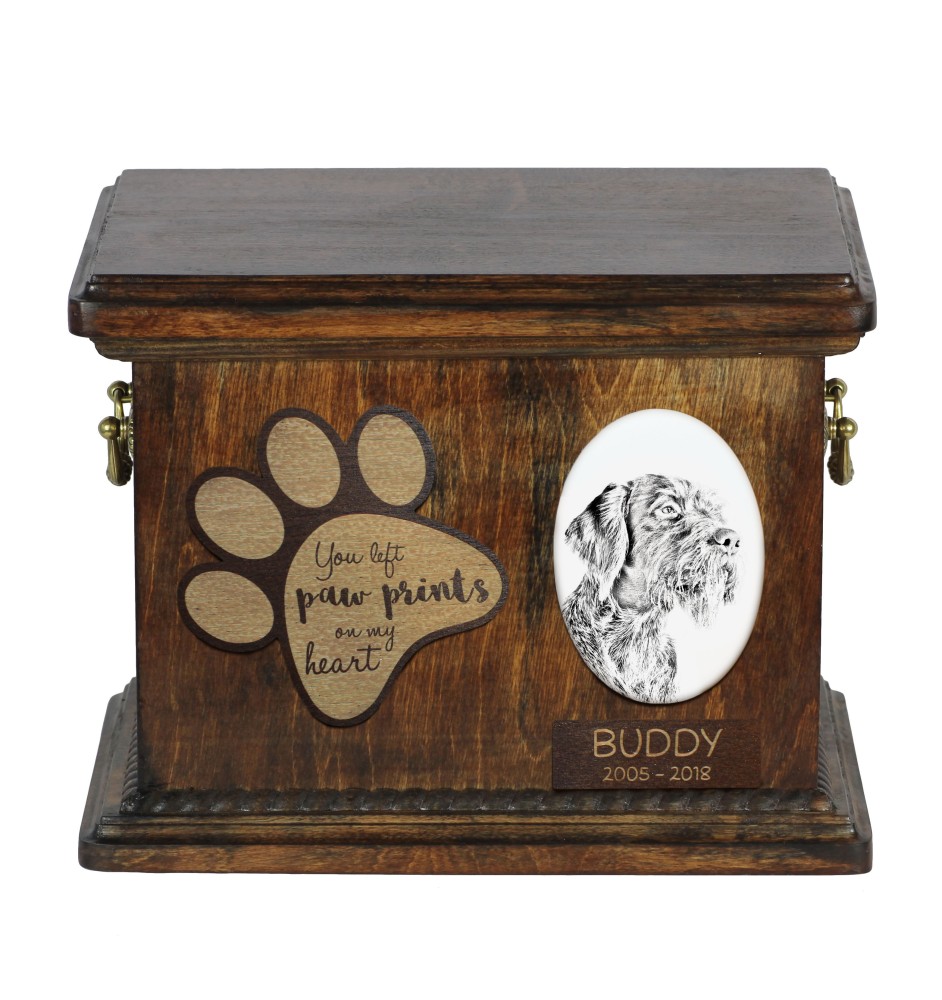 German Wirehaired Pointer I - urn for dog ashes, personalized urn with a photo, dog photo urn by Art-Dog