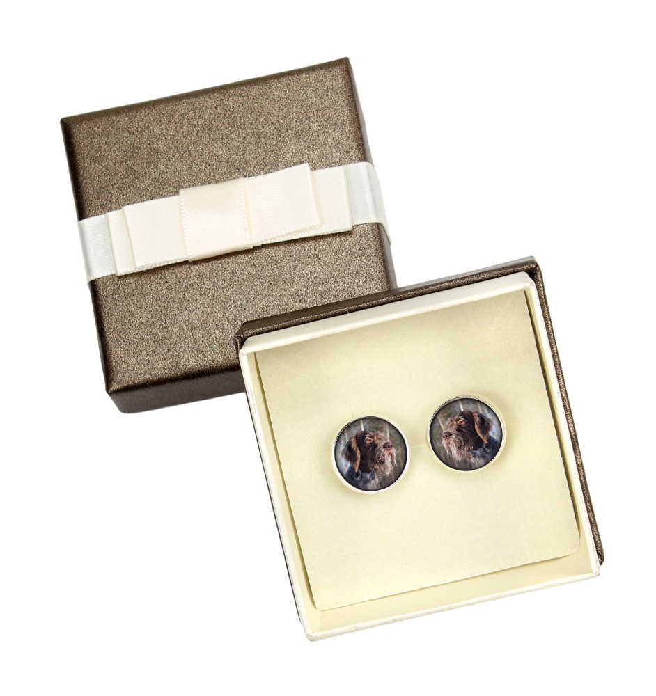 German Wirehaired Pointer - cufflinks in a box, handmade jewelry, product of the Art-Dog brand