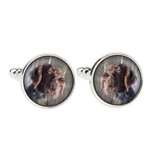 Chien d'arrêt allemand à poil dur, Braque allemand à poil dur - Boutons de manchette et cravate avec votre photo, accessoire de costume, bijoux pour hommes de la marque Art-Dog.