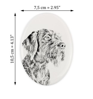 Deutsch Drahthaar I - Gedenktafel mit einem Foto eines Hundes, Grabplatte mit Druck, personalisierte ovale Platte der Marke Art-Dog