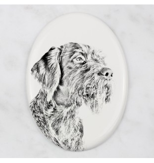 German Wirehaired Pointer I - commemorative plaque with a photo of a dog, tombstone with a print, personalized oval plaque from the Art-Dog brand