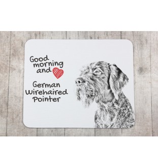 Chien d'arrêt allemand à poil dur, Braque allemand à poil dur I - tapis de souris personnalisé avec impression, tapis de souris personnalisé avec chien, accessoire unique pour employé de bureau de la