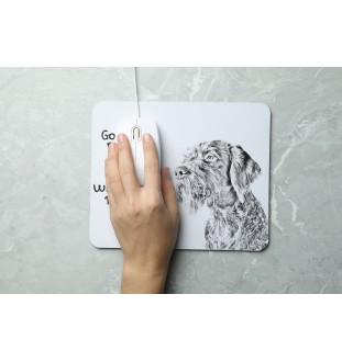 Chien d'arrêt allemand à poil dur, Braque allemand à poil dur I - tapis de souris personnalisé avec impression, tapis de souris personnalisé avec chien, accessoire unique pour employé de bureau de la