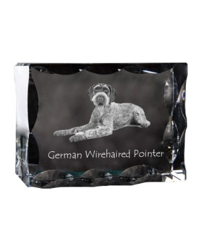 Chien d'arrêt allemand à poil dur, Braque allemand à poil dur - cristal avec photo de chien, statuette en verre avec photo, cadre exceptionnel avec photo de la marque Art-Dog