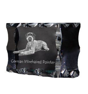 Chien d'arrêt allemand à poil dur, Braque allemand à poil dur - cristal avec photo de chien, statuette en verre avec photo, cadre exceptionnel avec photo de la marque Art-Dog