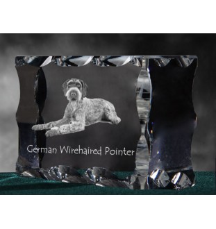 Chien d'arrêt allemand à poil dur, Braque allemand à poil dur - cristal avec photo de chien, statuette en verre avec photo, cadre exceptionnel avec photo de la marque Art-Dog