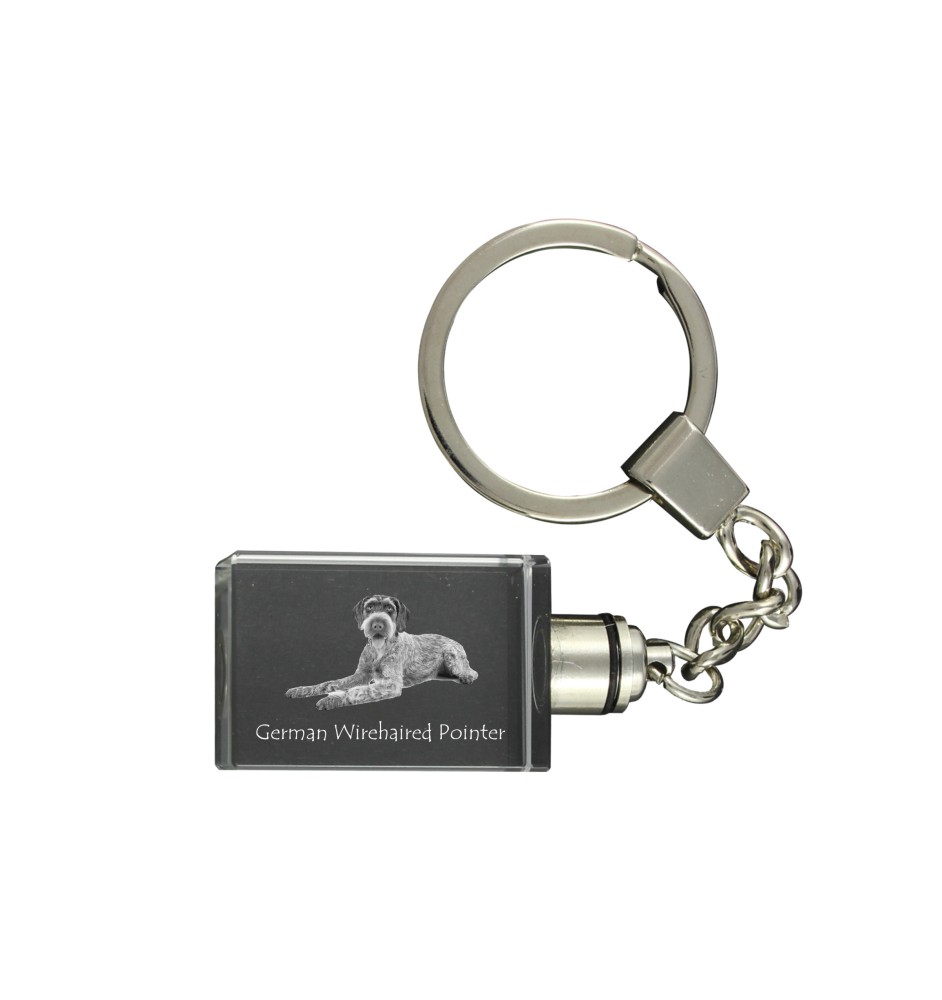 Chien d'arrêt allemand à poil dur, Braque allemand à poil dur - Porte-clés en cristal avec photo de chien, porte-clés lumineux, cadeau unique de la marque Art-Dog