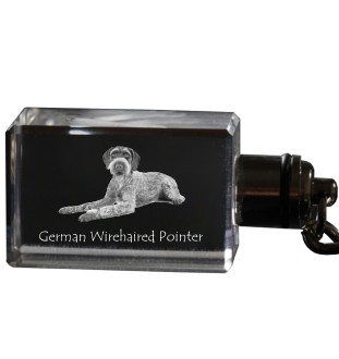 German Wirehaired Pointer - Crystal key ring with dog photo, illuminated key ring, unique gift by Art-Dog brand