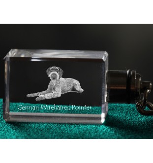German Wirehaired Pointer - Crystal key ring with dog photo, illuminated key ring, unique gift by Art-Dog brand
