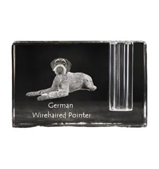 Chien d'arrêt allemand à poil dur, Braque allemand à poil dur - Porte-stylos, organiseur en cristal avec photo de chien, décoration de bureau unique par la marque Art-Dog