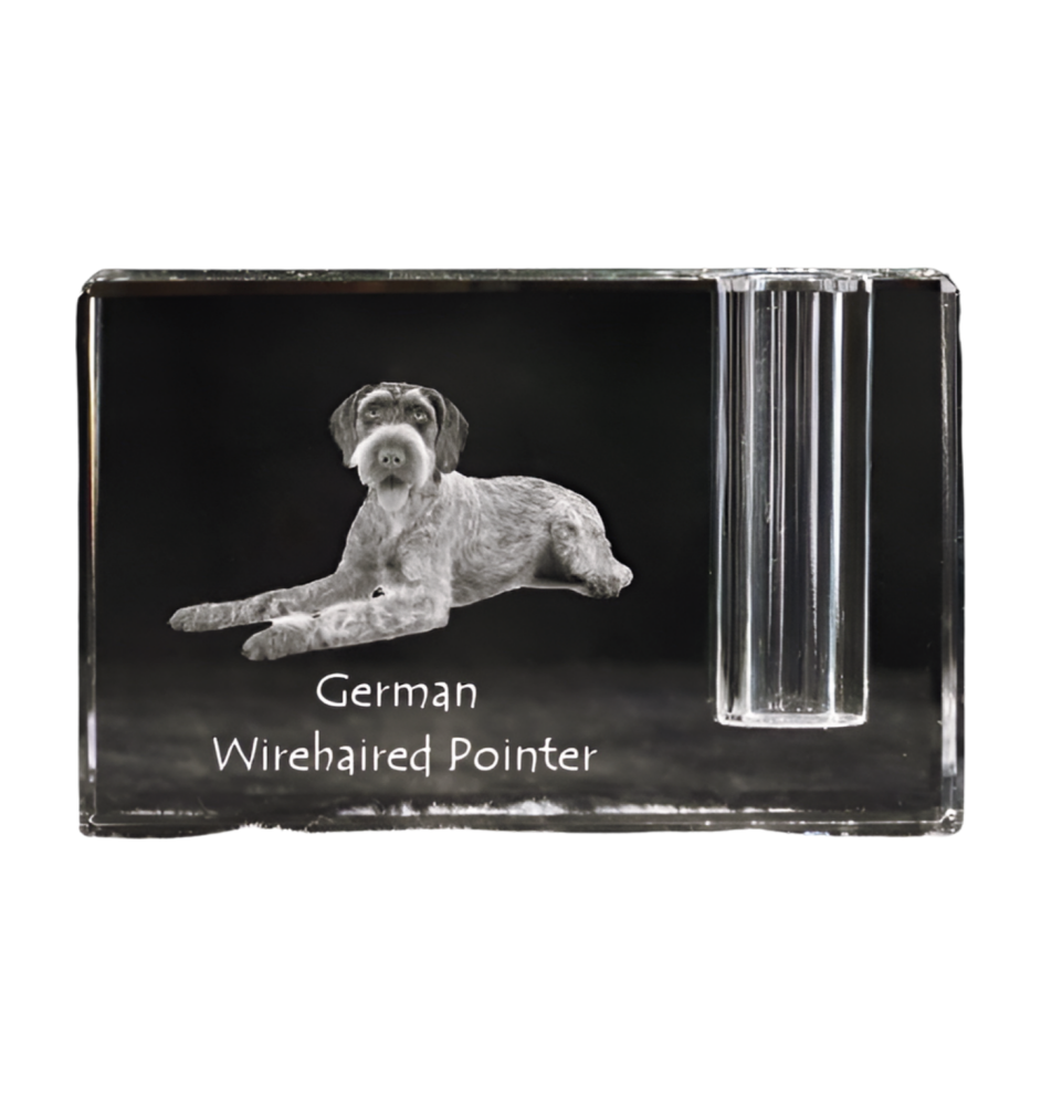 Chien d'arrêt allemand à poil dur, Braque allemand à poil dur - Porte-stylos, organiseur en cristal avec photo de chien, décoration de bureau unique par la marque Art-Dog