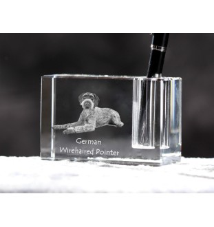 Chien d'arrêt allemand à poil dur, Braque allemand à poil dur - Porte-stylos, organiseur en cristal avec photo de chien, décoration de bureau unique par la marque Art-Dog