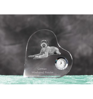 Wyżeł niemiecki szorstkowłosy zegar w kształcie serca z psem Art-Dog