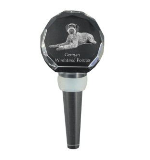 German Wirehaired Pointer - Crystal bottle stopper, unique wine stopper with photo, personalised gift for sommelier by Art-Dog brand