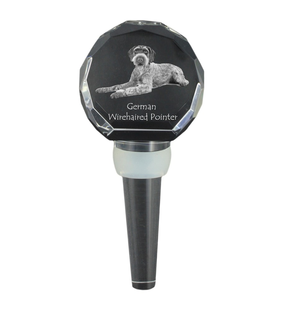 German Wirehaired Pointer - Crystal bottle stopper, unique wine stopper with photo, personalised gift for sommelier by Art-Dog brand
