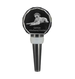 German Wirehaired Pointer - Crystal bottle stopper, unique wine stopper with photo, personalised gift for sommelier by Art-Dog brand