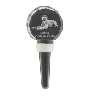 German Wirehaired Pointer - Crystal bottle stopper, unique wine stopper with photo, personalised gift for sommelier by Art-Dog brand