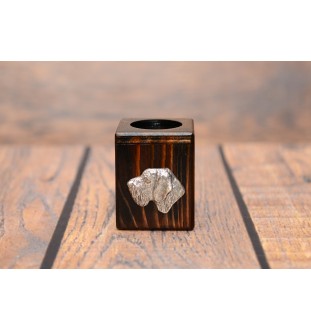 Deutsch Drahthaar - Holzkerzenständer mit Hund, einzigartiges Andenken an den Verlust eines Hundes, Handwerkskunst der Marke Art-Dog