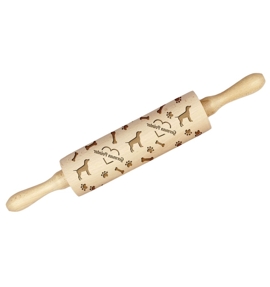 German Wirehaired Pointer - rolling pin with a dog, decorating cookies with a rolling pin in patterns, a gift for the ceramicist of the Art-Dog brand