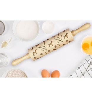 German Wirehaired Pointer - rolling pin with a dog, decorating cookies with a rolling pin in patterns, a gift for the ceramicist of the Art-Dog brand