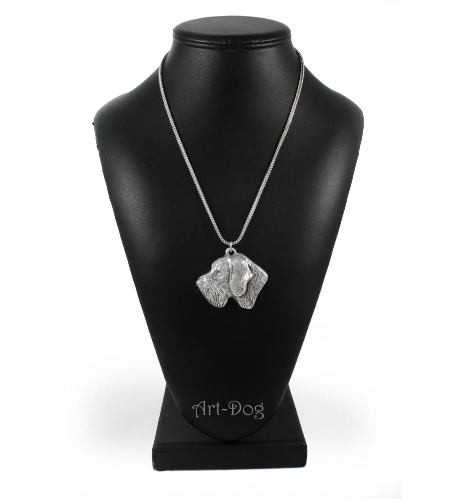 Deutsch Drahthaar - Halskette mit Hund, Hundeanhänger an einer silbernen Kette, einzigartiger Schmuck der Marke Art-Dog
