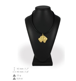 Chien d'arrêt allemand à poil dur, Braque allemand à poil dur - porte-clés et collier avec chien dans une boîte, produit plaqué or de haute qualité, marque Art-Dog