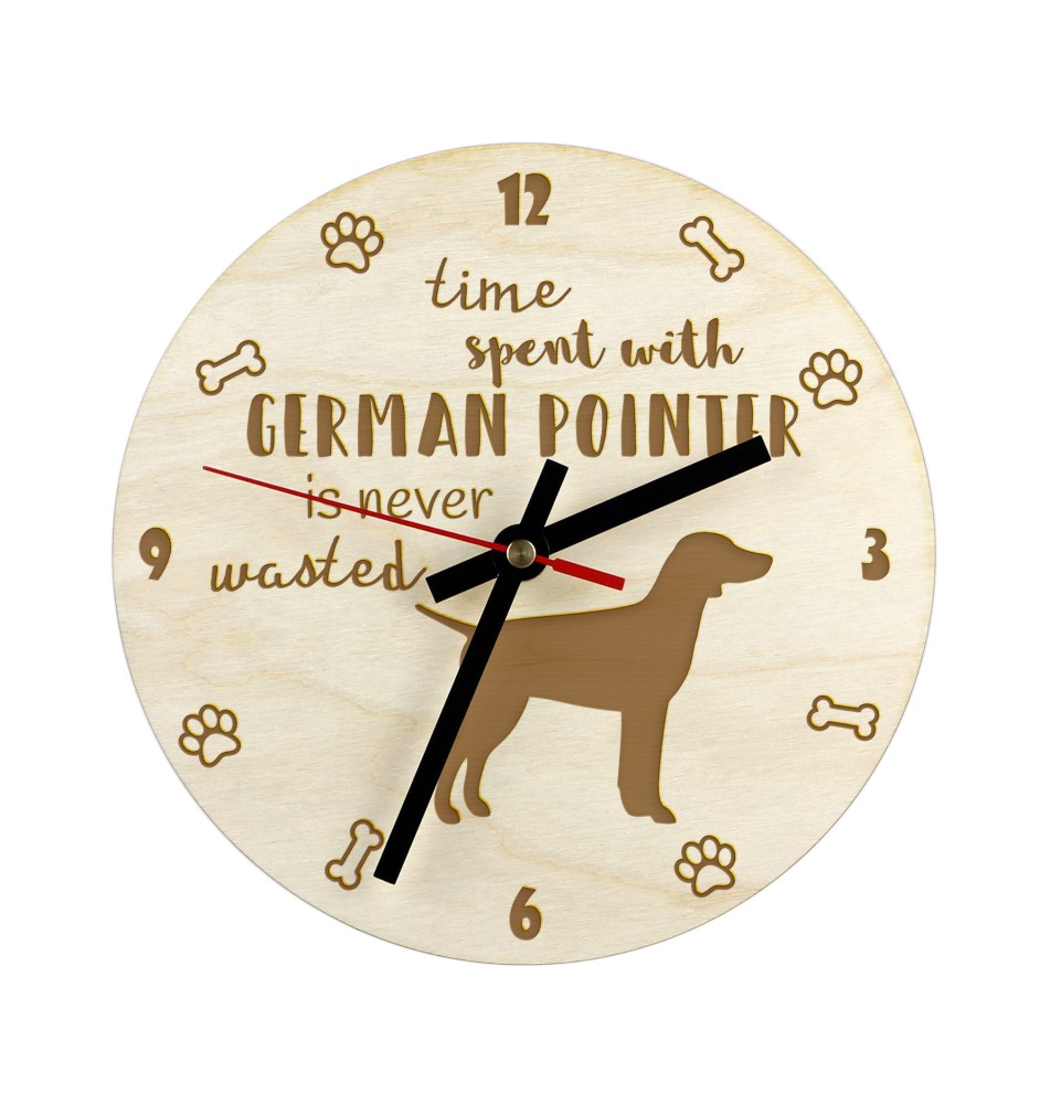 German Wirehaired Pointer - clock with a dog, wooden clock, wall clock for dog lovers, clock for desk and shelf, Art-Dog
