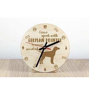 German Wirehaired Pointer - clock with a dog, wooden clock, wall clock for dog lovers, clock for desk and shelf, Art-Dog
