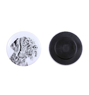 Deutsch Drahthaar Magnet mit einem Hundepfotenabdruck, außergewöhnlich leicht, starker Magnet, handgefertigtes Produkt der Marke Art-Dog