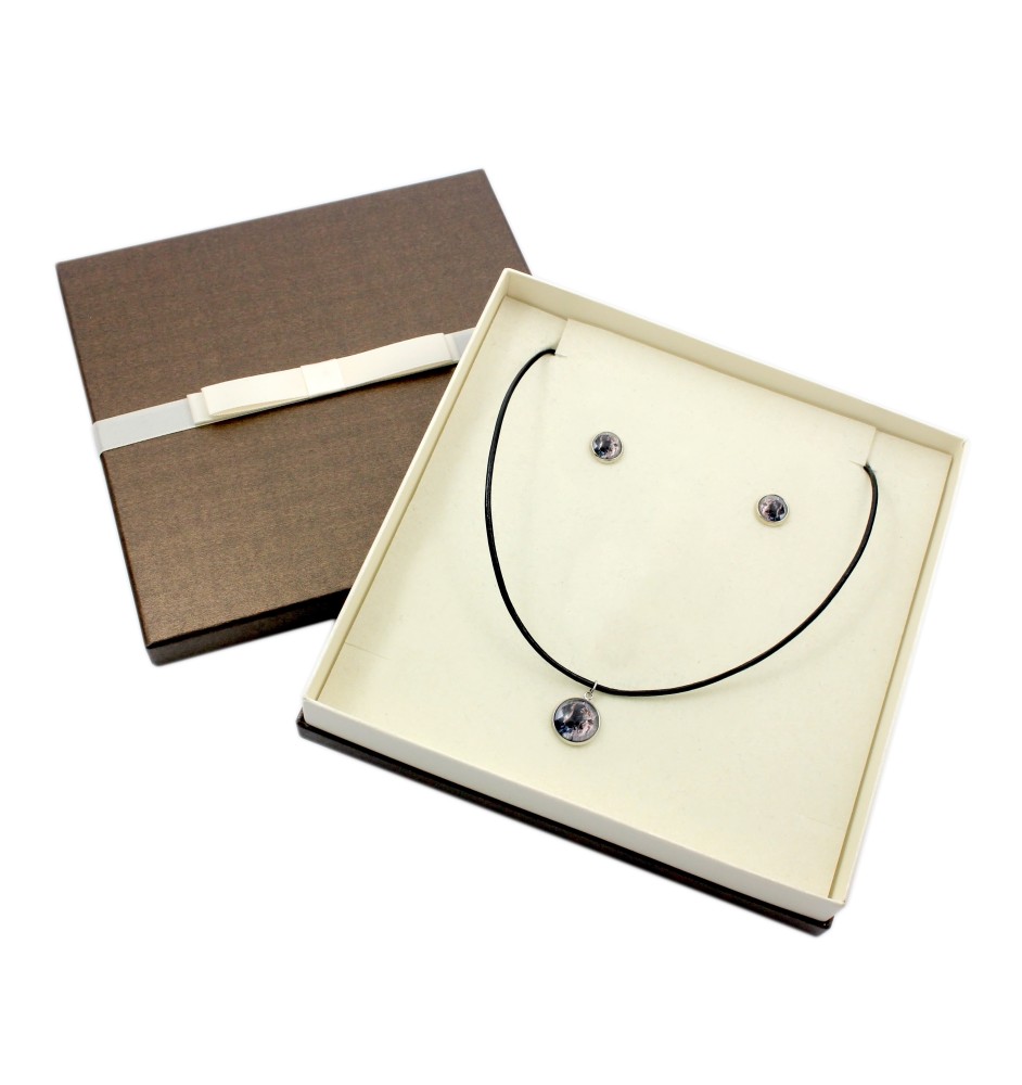 Deutsch Drahthaar - Schmuck mit Ihrem Foto-Box, Halskette und Ohrringe-Set, personalisierte Produkte der Marke Art-Dog.