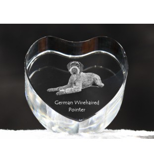 German Wirehaired Pointer - a photo of a dog in crystal, crystal heart, unique photo frame from the Art-Dog brand