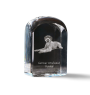 German Wirehaired Pointer - crystal cube with a photo, photo of a dog in crystal, cubic paperweight from Art-Dog brand