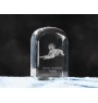 German Wirehaired Pointer - crystal cube with a photo, photo of a dog in crystal, cubic paperweight from Art-Dog brand